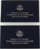 Set of 2 - 2000-P Library of Congress Uncirculated Silver Dollar and Proof Silver Dollar