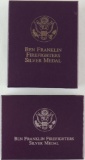Set of 2 - Ben Franklin Firefighters Uncirculated Silver Medal and Proof Silver Medal