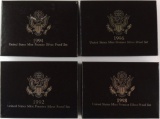 Group of 4 United States Mint Premier Silver Proof Sets - 1992, 1994, 1996, and 1998