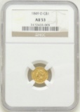 1849-O Liberty Head $1.00 Gold Piece AU53