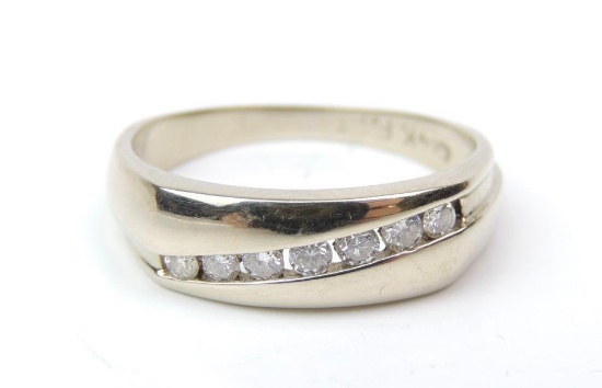 14K White Gold and Channel Set Diamond Band