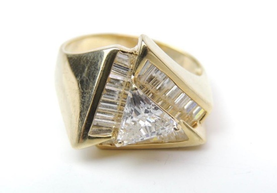 10K Yellow Gold Trilliant CZ Ring