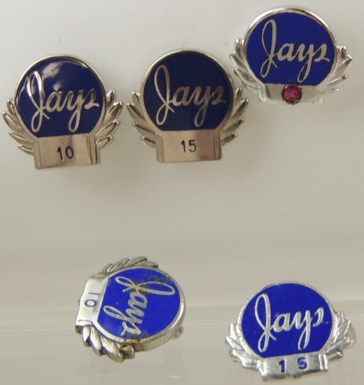 Sterling Silver "Jays" Service Pins : Lot of 5
