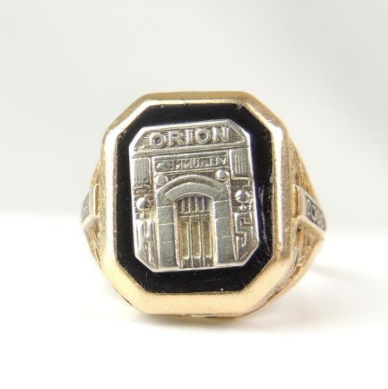 10K Yellow Gold and Onyx Class Ring : 1928