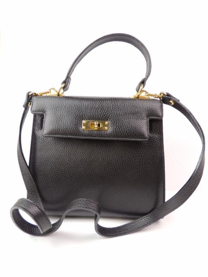 Neiman Marcus Black Pebbled Leather Handbag