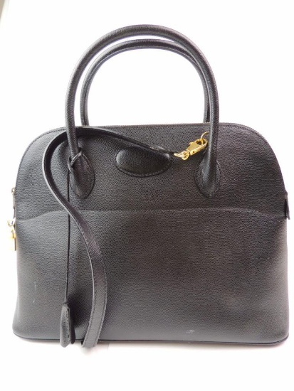 Reina Black Leather Handbag - Made in Italy