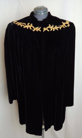 Embroidered Black Velvet Cape Jacket