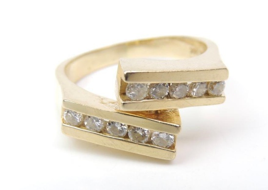 14K Yellow Gold and Channel Set Diamond Ring