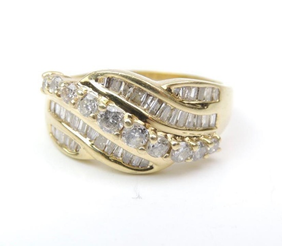 14K Yellow Gold and Diamond Cocktail Ring