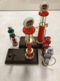 Lot of five Phillips 66 Gasoline gas pumps with two penholders