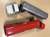 Lot of two vintage metal toy tankers one Earl