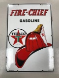 Texaco fire chief gasoline porcelain pump plate old and original