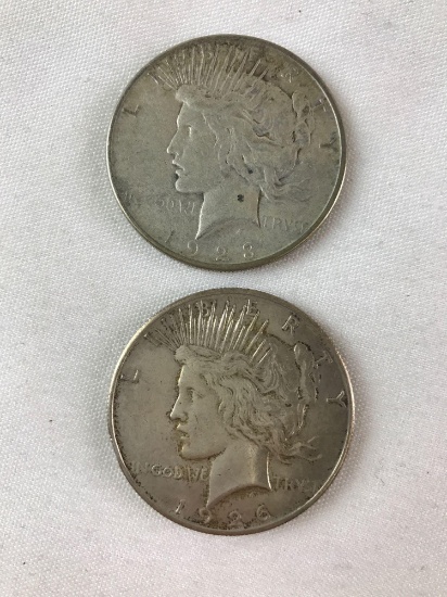 Group of 2 Peace Silver Dollars 1923 1926