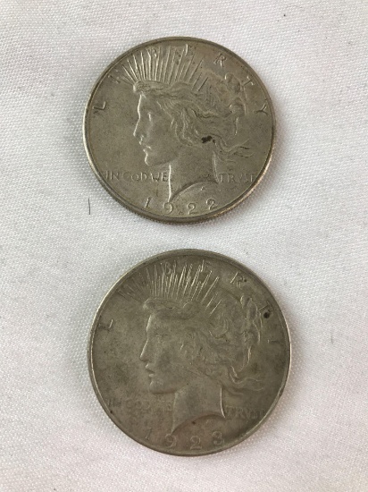 Group of 2 Peace Silver Dollars 1922 1923