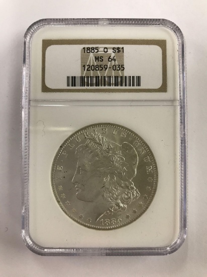 Morgan Silver Dollar 1885-O NGC MS64