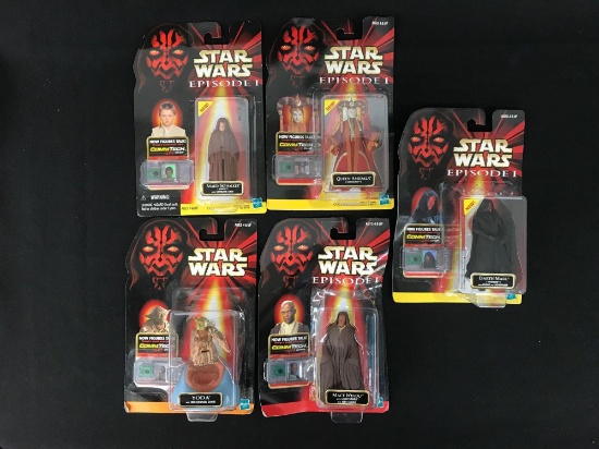 Group of five Star Wars episode one Hasbro action figures