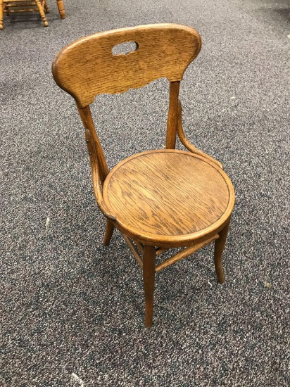 Solid oak chair with round oak seat 1920s