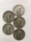 Group of 5 standing liberty silver quarters