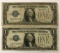 Group of 2 series 1928 one dollar silver certificates with funny backs