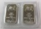 Group of 2, One Ounce .999 Fine Silver Bars