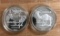 Group of two camel cigarettes silver rounds
