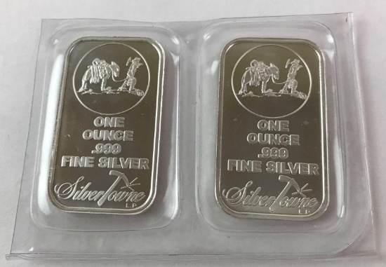 Group of 2, One Ounce .999 Fine Silver Bars