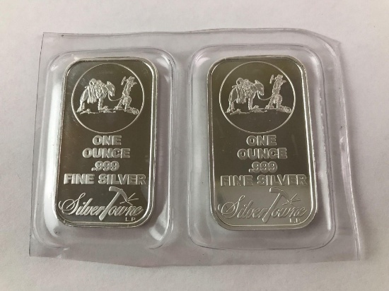 Group of 2, One Ounce .999 Fine Silver Bars