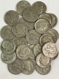 Group of 30, Roosevelt silver dimes circa 1940s