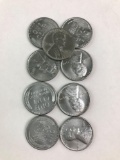 Group of 9, steel wheat pennies