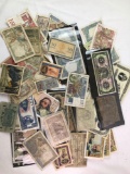 Large group of foreign currency,certificates, banknotes