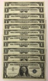 Group of 11 series 1957/A/B one dollar silver certificates
