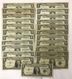 Group of 23 one dollar star silver certificates