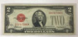 Series 1928 Dash D AU 2 dollar red seal note