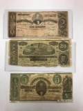 Group of 3- $2, $5, and $20 confederate states notes