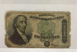 United States $.50 fractional currency note