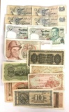 Group of 14 foreign paper currency notes