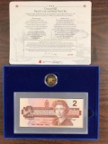 1996 Canada?s two dollar proof coin and banknote set