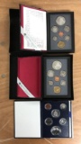 Group of three Royal Canadian mint proof sets with 2 silver rounds