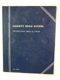 Liberty Head Nickel incomplete coin book, five coins