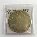 1834 Bolivia 8 scudos coin