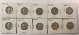 Group of 10 Washington Head Silver Quarters