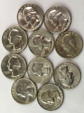 Group of 10, brilliant Uncirculated 1958 silver quarters