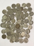 Group of 79, silver 1950s dimes