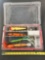 Lot of one Plano tackle box with musky Lures