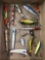 Box lot of vintage fishing Lures and tackle