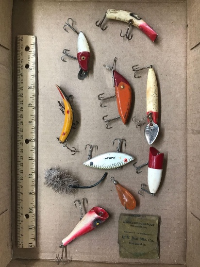 Box lot Vintage fishing Lures and tackle