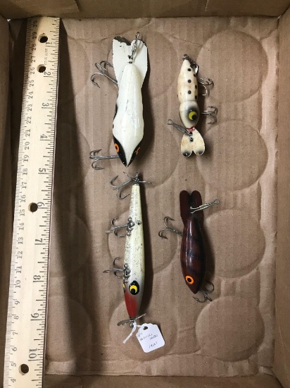 Box lot of four vintage fishing Lures