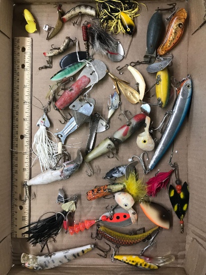 Large box lot of vintage and newer lures