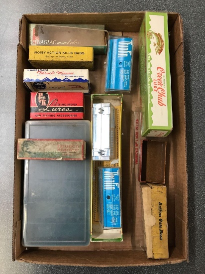 Box lot of empty boxes and fishing lure cases