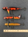 Box lot of three large wooden fishing Lures